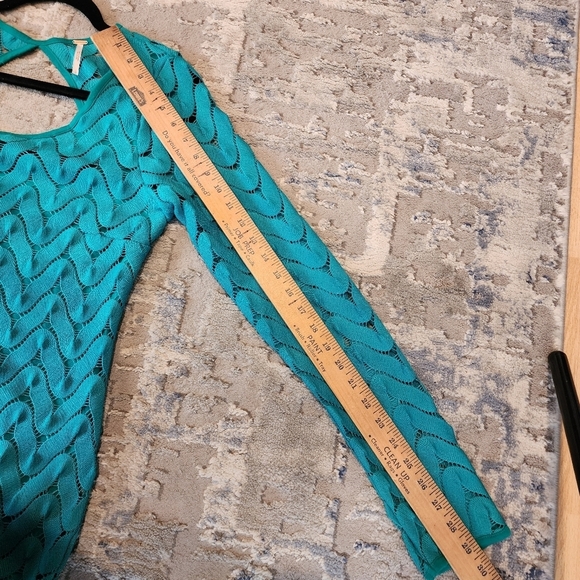 Free People Green Cochet Wild Thing Mini Sheath V Neck Retro - Picture 14 of 17